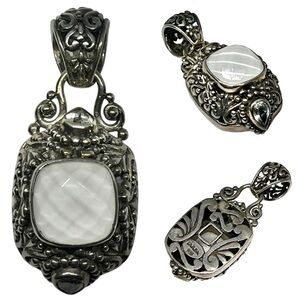 Vintage Hand Made Sarda Moonstone Sterling Silver 925 Signed Gemstone Pendant